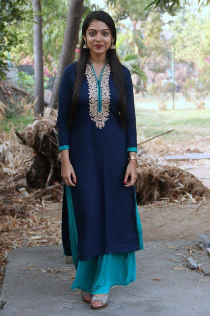 Tamil Actress Varsha Bollamma Latest Photos Shoot In Blue Dress 12